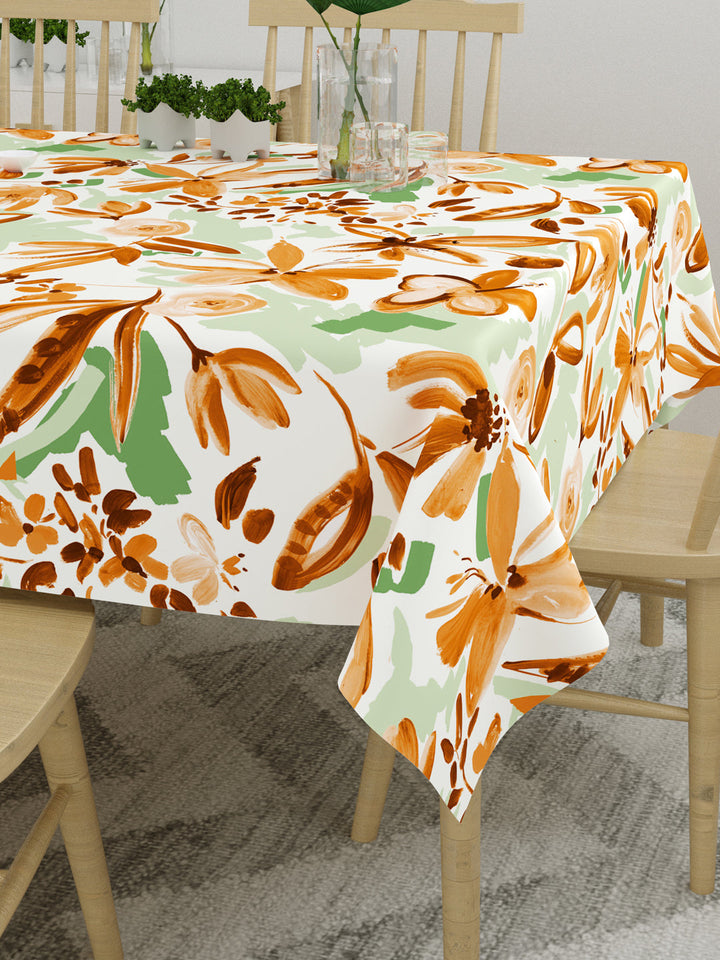 Green and Brown Floral Print 6 Seater Table Cover