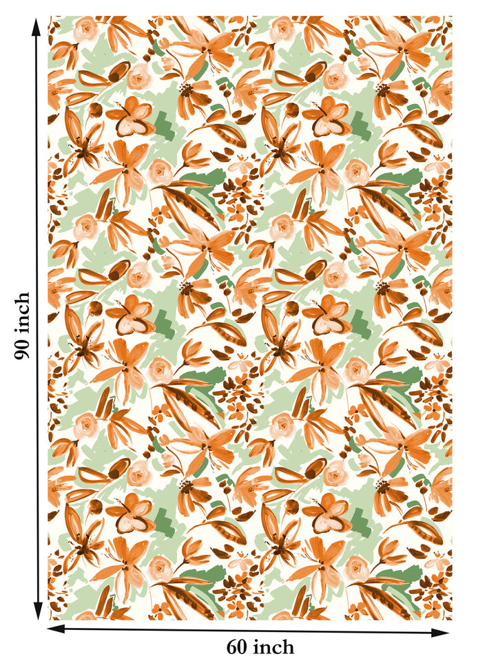 Green and Brown Floral Print 6 Seater Table Cover