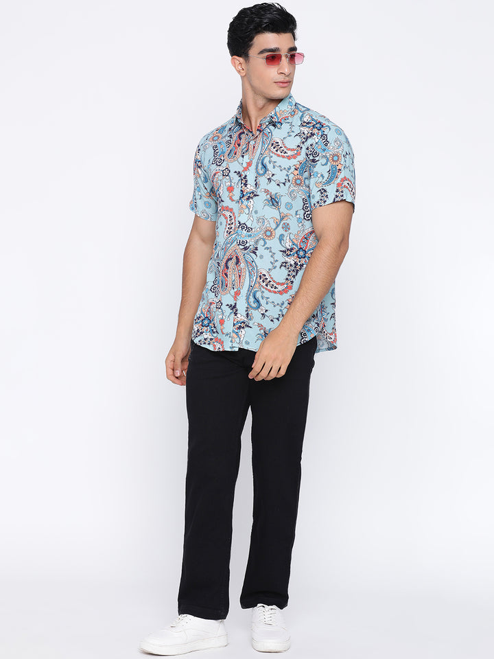 Blue Paisley Print Shirt