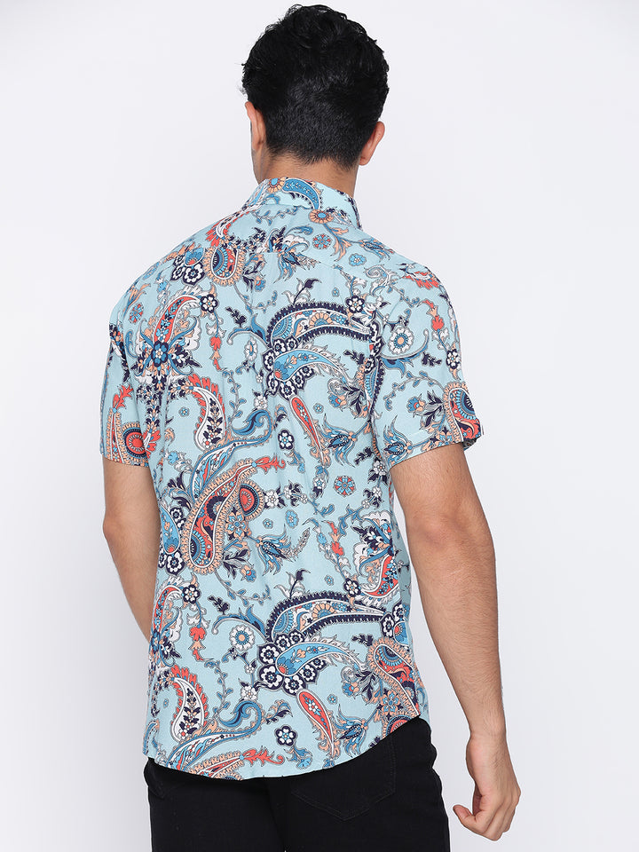 Blue Paisley Print Shirt