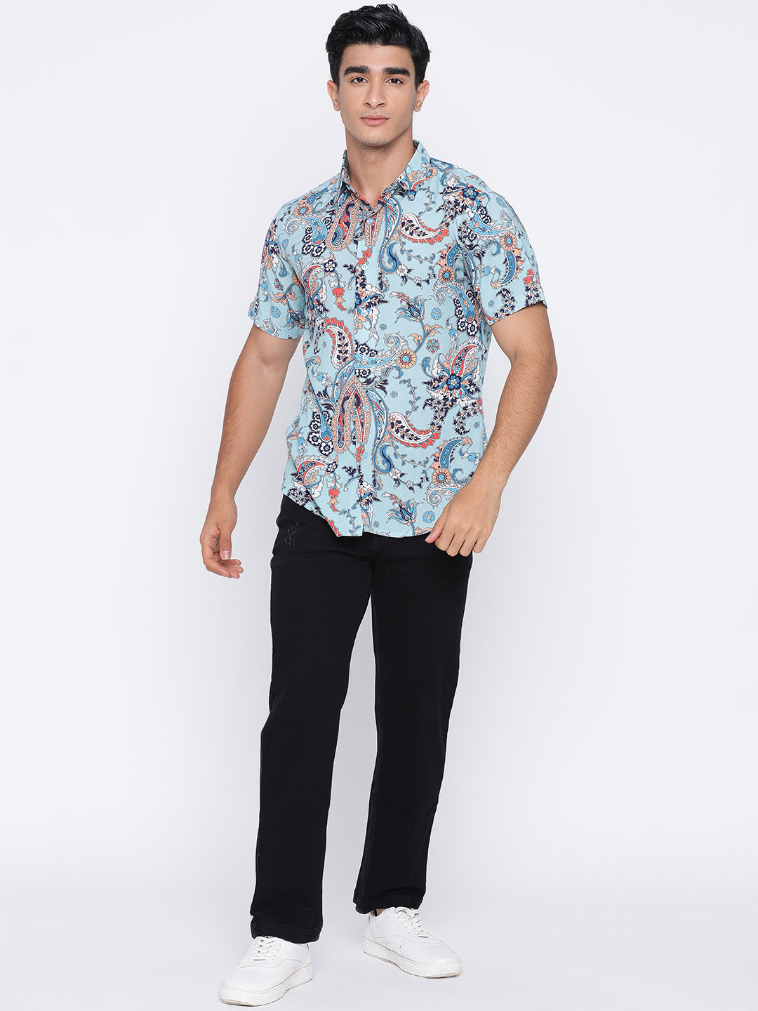 Blue Paisley Print Shirt