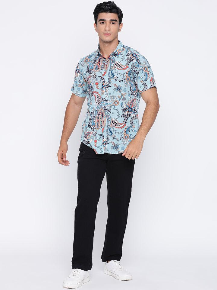 Blue Paisley Print Shirt