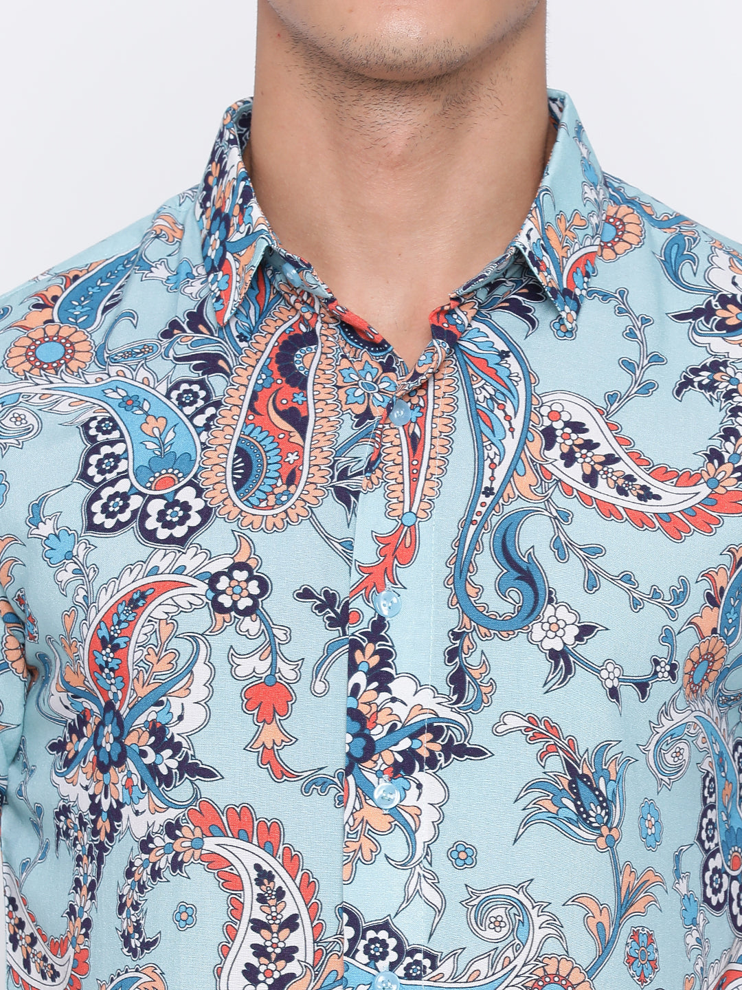 Blue Paisley Print Shirt