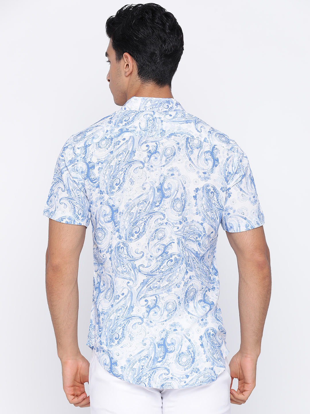 Blue Paisly Water Colour Print Shirt