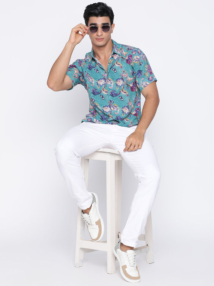 Green Paisley Print Shirt