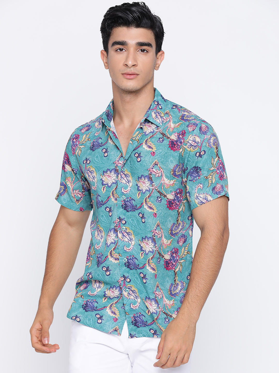 Green Paisley Print Shirt