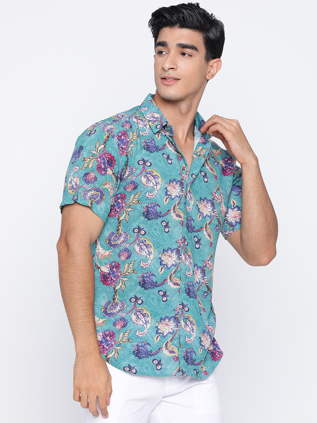 Green Paisley Print Shirt