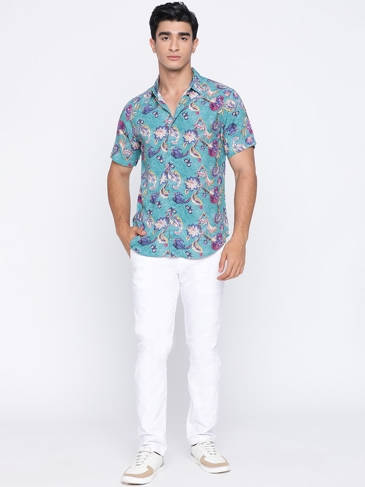 Green Paisley Print Shirt