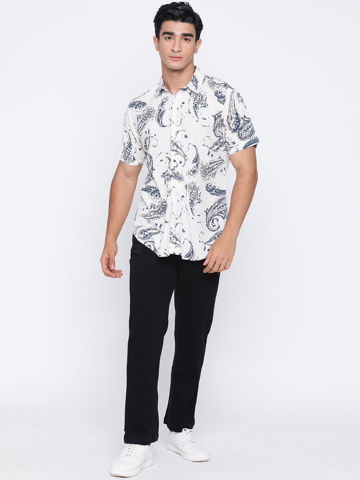 White Paisley Print Shirt