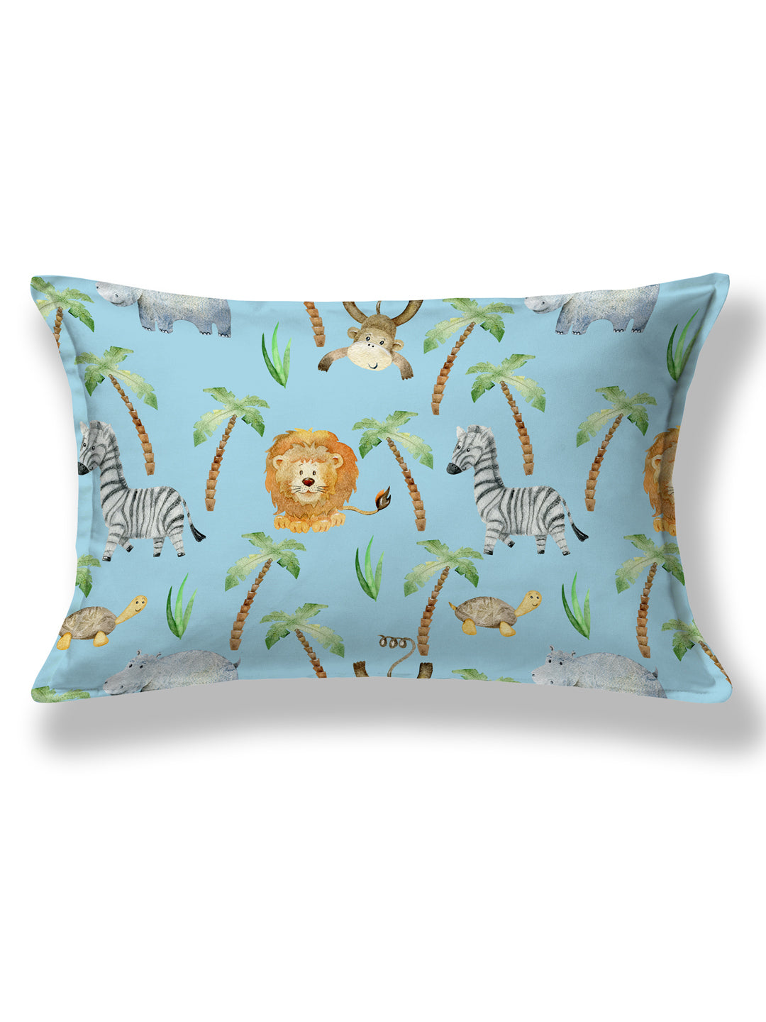 Blue Jungle Safari Conversational Print Kids Single Bedsheet