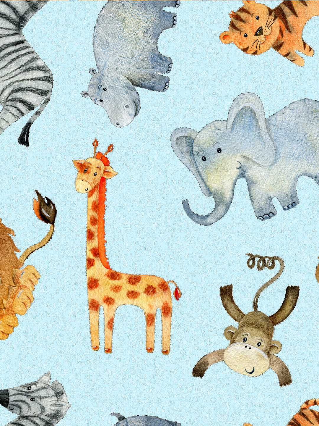 Blue Jungle Safari Conversational Print Kids Single Bedsheet