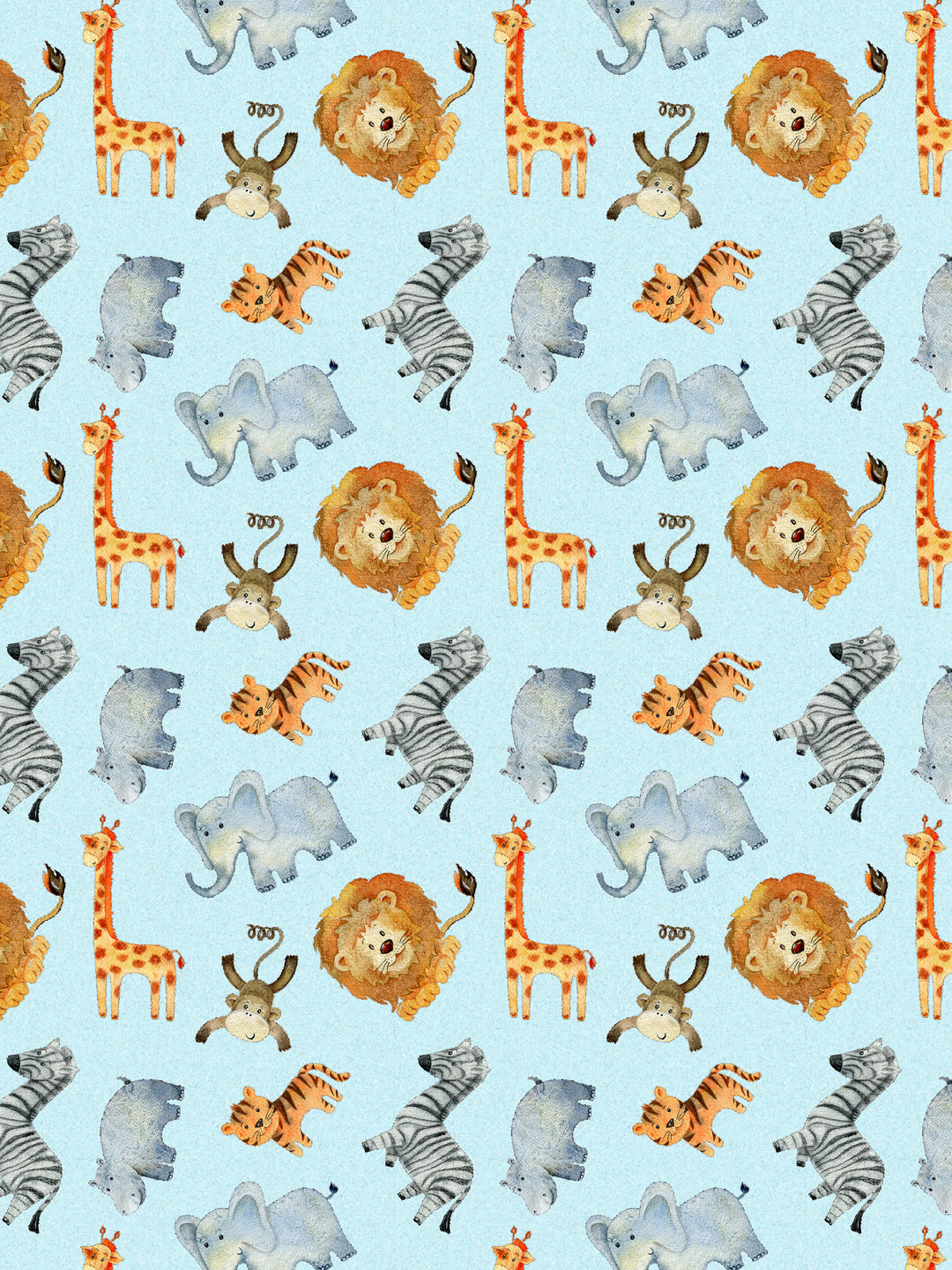 Blue Jungle Safari Conversational Print Kids Single Bedsheet