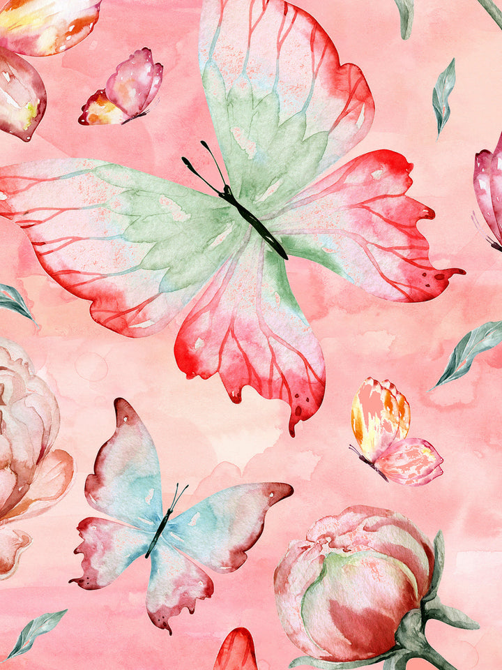 Pink Butterfly Print Kids Single Bedsheet
