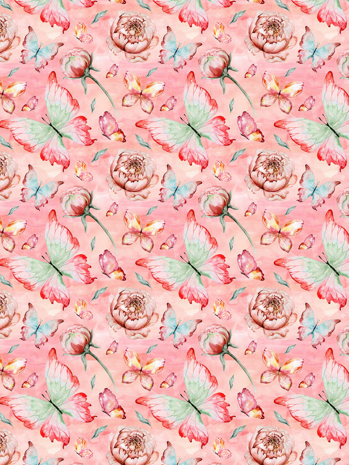 Pink Butterfly Print Kids Single Bedsheet