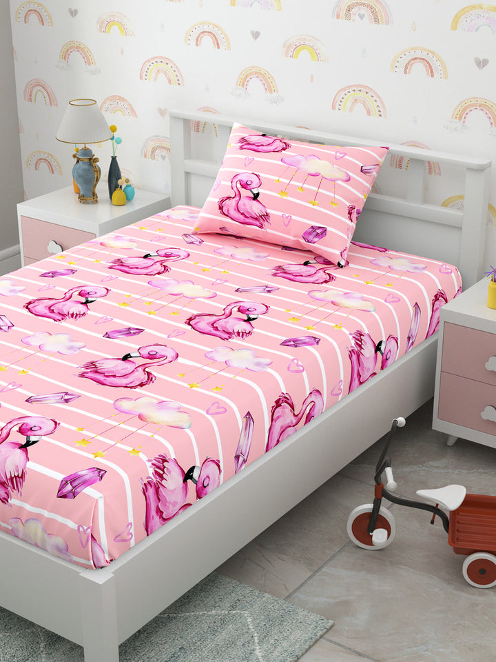 Flamingo Print Kids Single Bedsheet