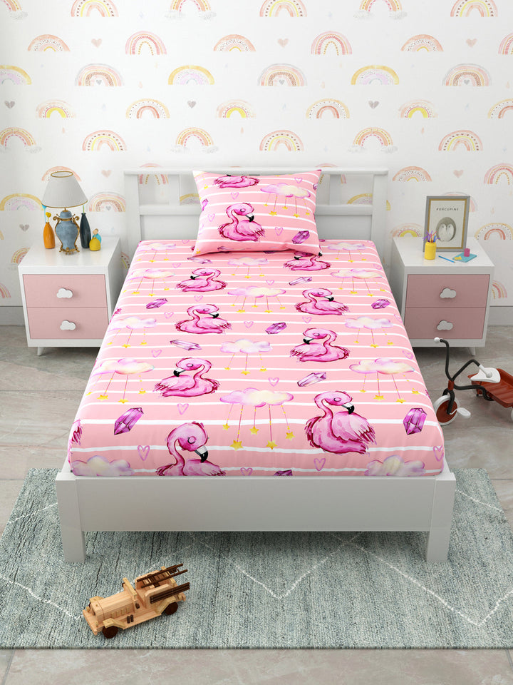 Flamingo Print Kids Single Bedsheet