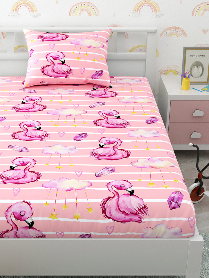 Flamingo Print Kids Single Bedsheet
