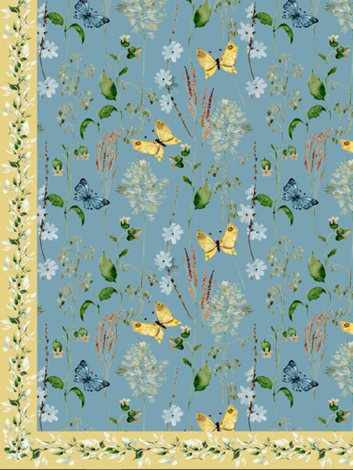 Blue & Yellow Botanical Print Rectangular 4 Seater Table Cover