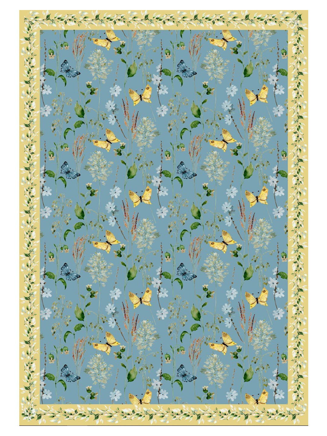 Blue & Yellow Botanical Print Rectangular 4 Seater Table Cover