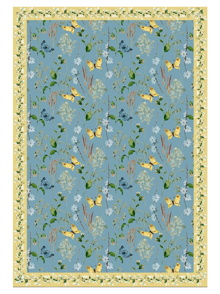 Blue & Yellow Botanical Print Rectangular 4 Seater Table Cover