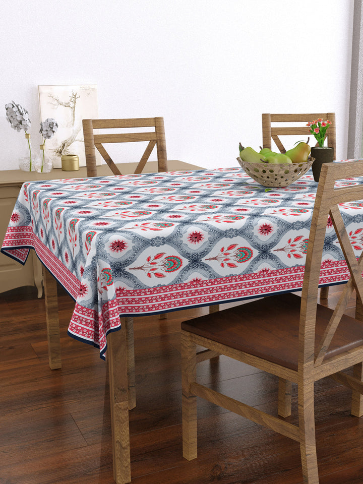 Pink & Grey Ethnic Rectangular 4 Seater Table Cover