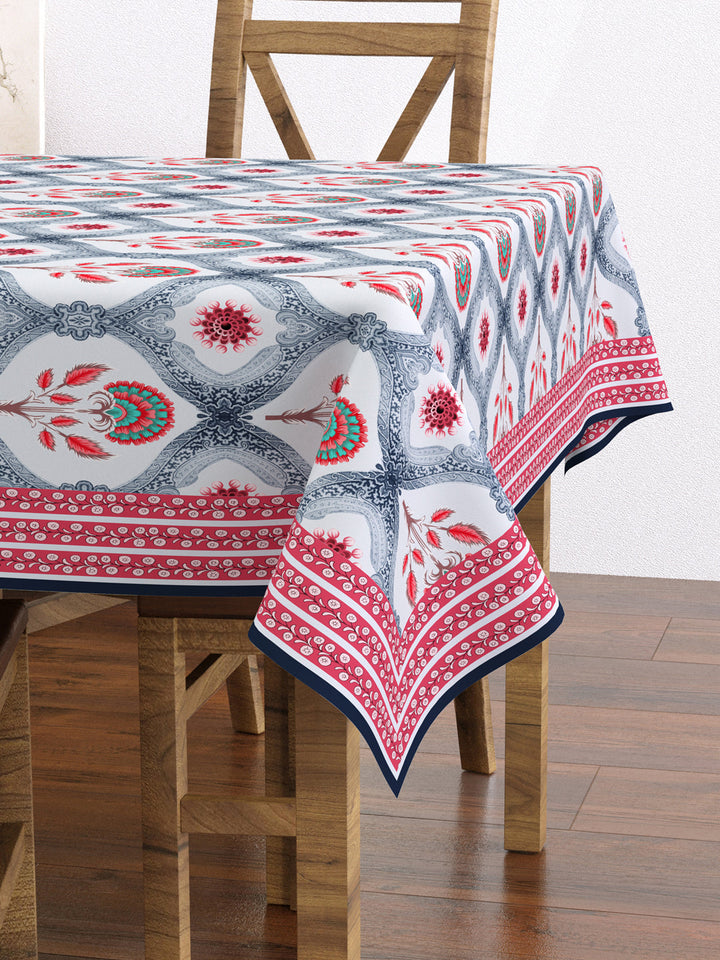 Pink & Grey Ethnic Rectangular 4 Seater Table Cover