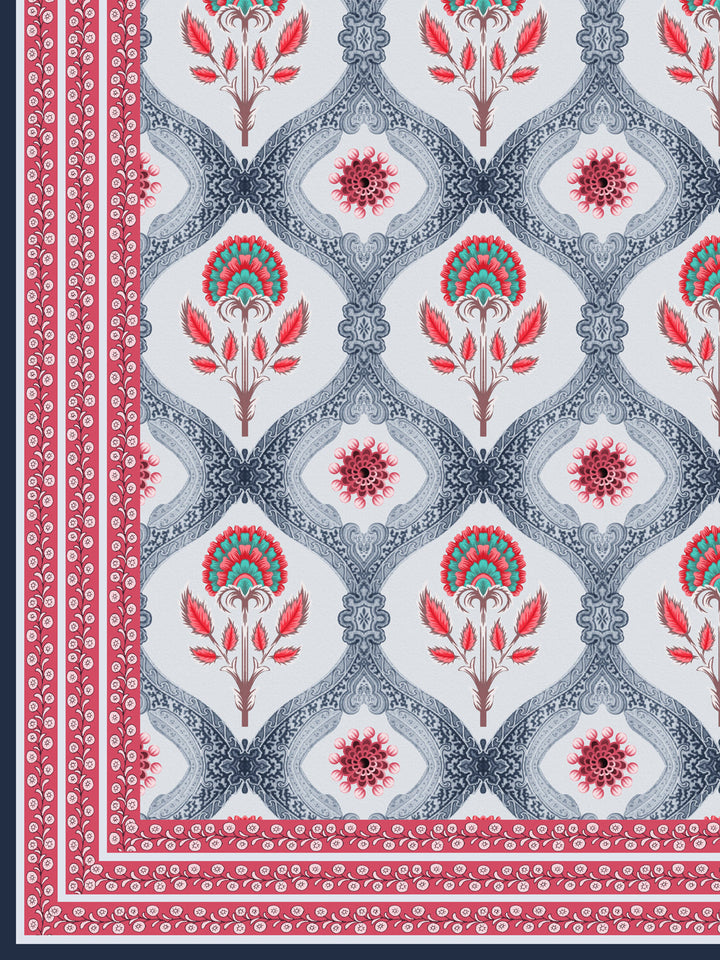 Pink & Grey Ethnic Rectangular 4 Seater Table Cover