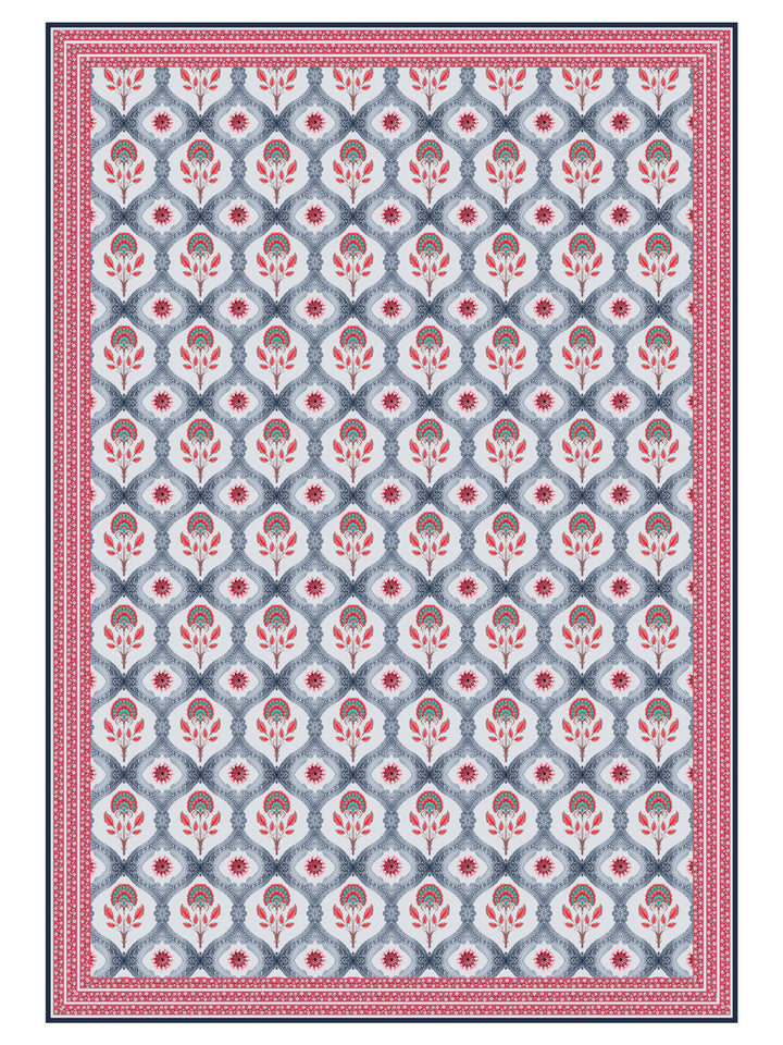 Pink & Grey Ethnic Rectangular 4 Seater Table Cover