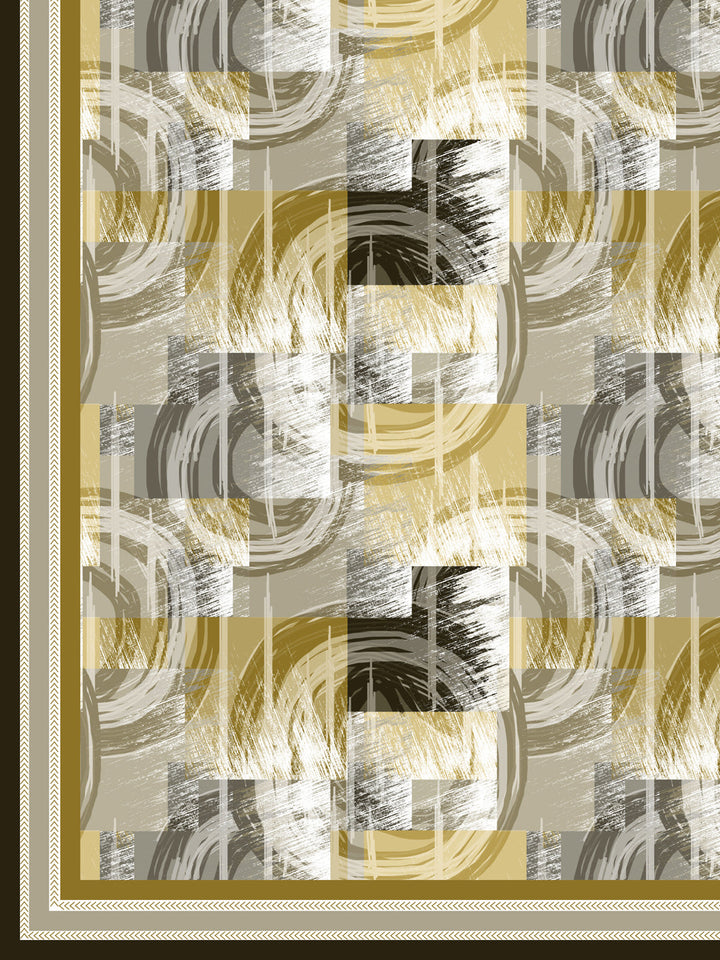 Slate Grey and Yellow Abstract Print 4 Seater Table Cover