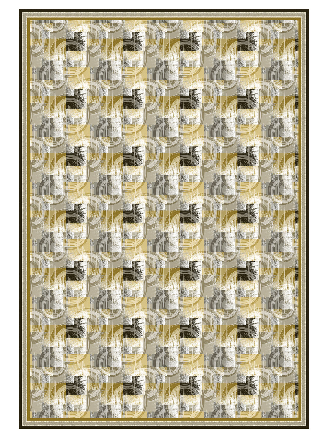 Slate Grey and Yellow Abstract Print 4 Seater Table Cover
