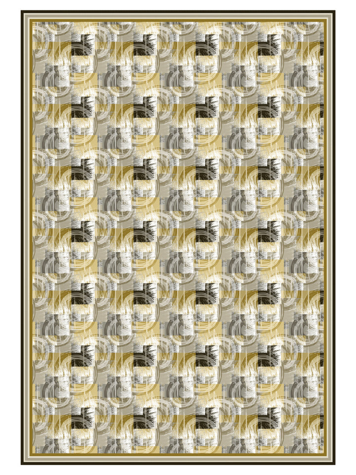Slate Grey and Yellow Abstract Print 4 Seater Table Cover