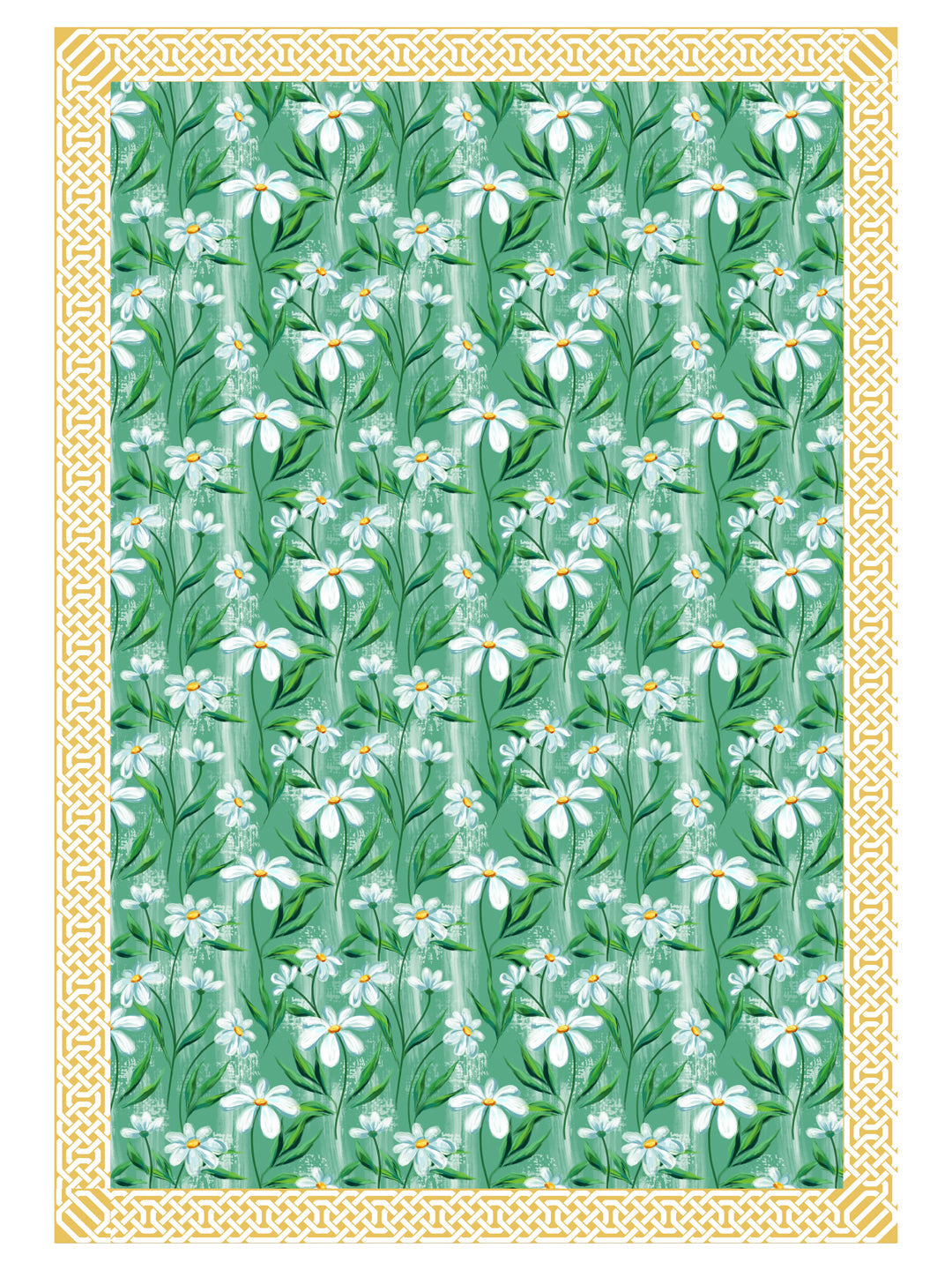 Green and White Floral 4 Seater Table Cover