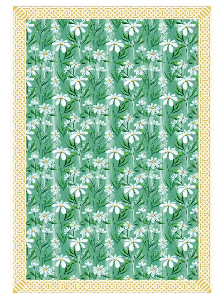 Green and White Floral 4 Seater Table Cover