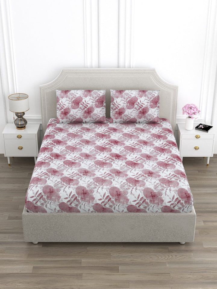 Pink Abstract Print King Size Bed Cotton Linen