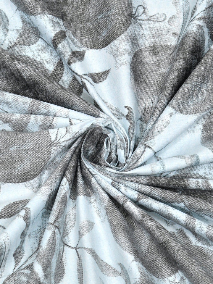 Blue & Grey Abstract Print King Size Bed Cotton Linen