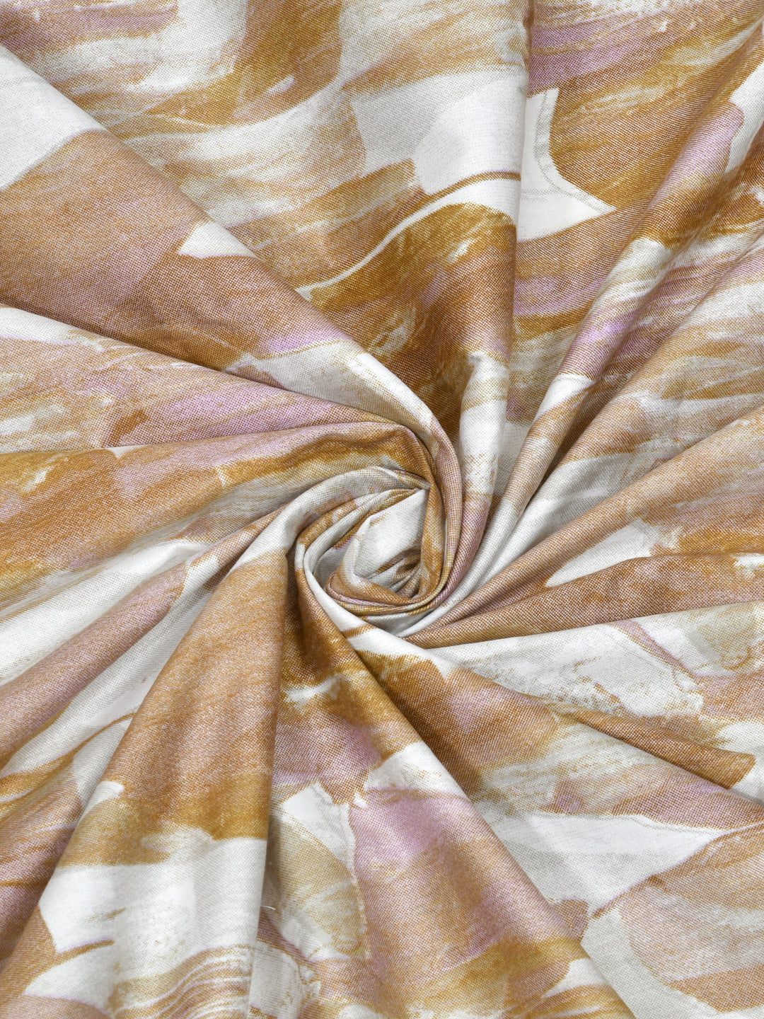 Brown & Pink Abstract Print King Size Bed Cotton Linen