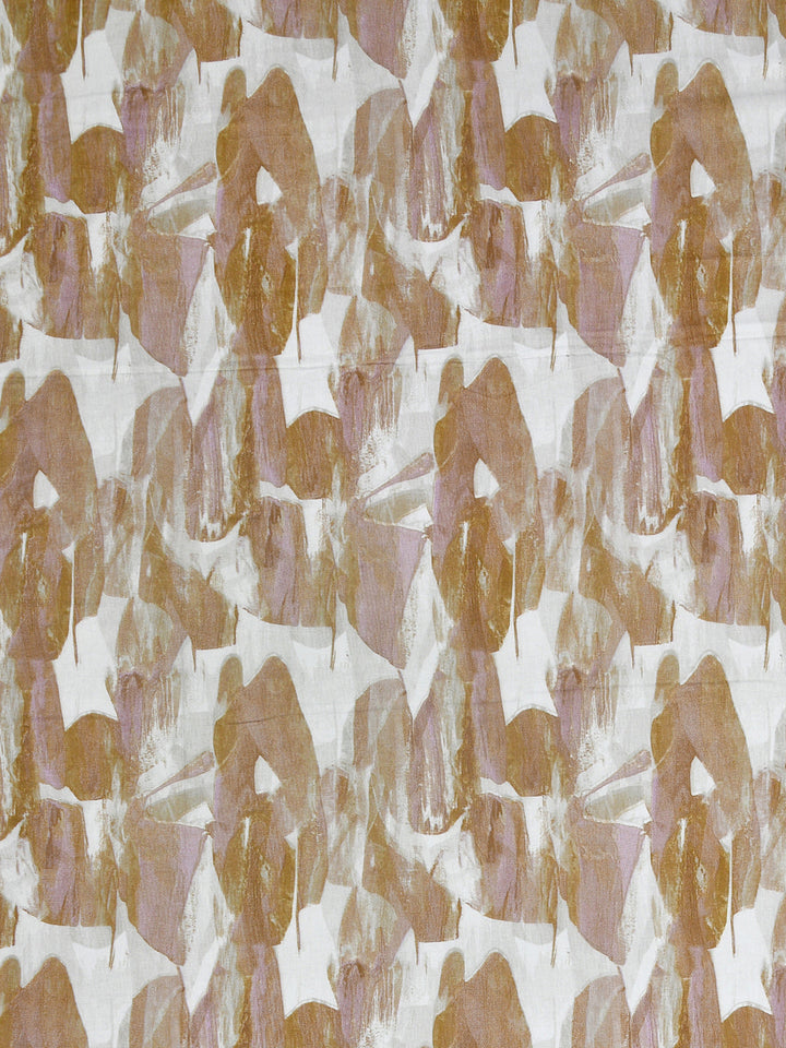 Brown & Pink Abstract Print King Size Bed Cotton Linen