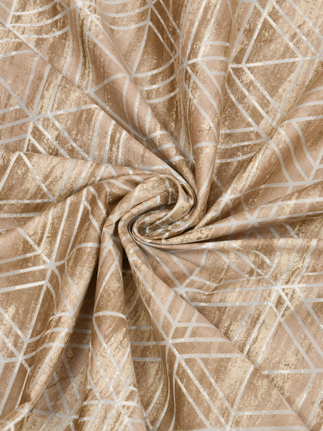 Brown Geometric Pattern Super King Size Cotton Bedsheet