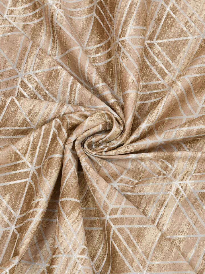 Brown Geometric Pattern Super King Size Cotton Bedsheet