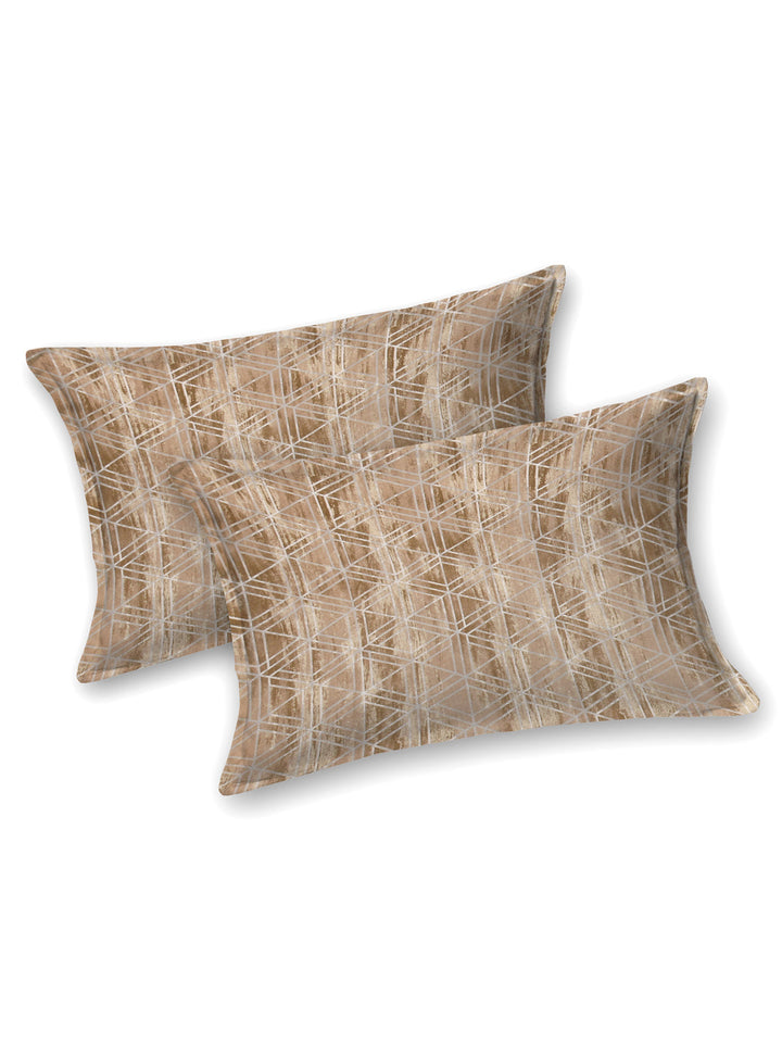 Brown Geometric Pattern Super King Size Cotton Bedsheet