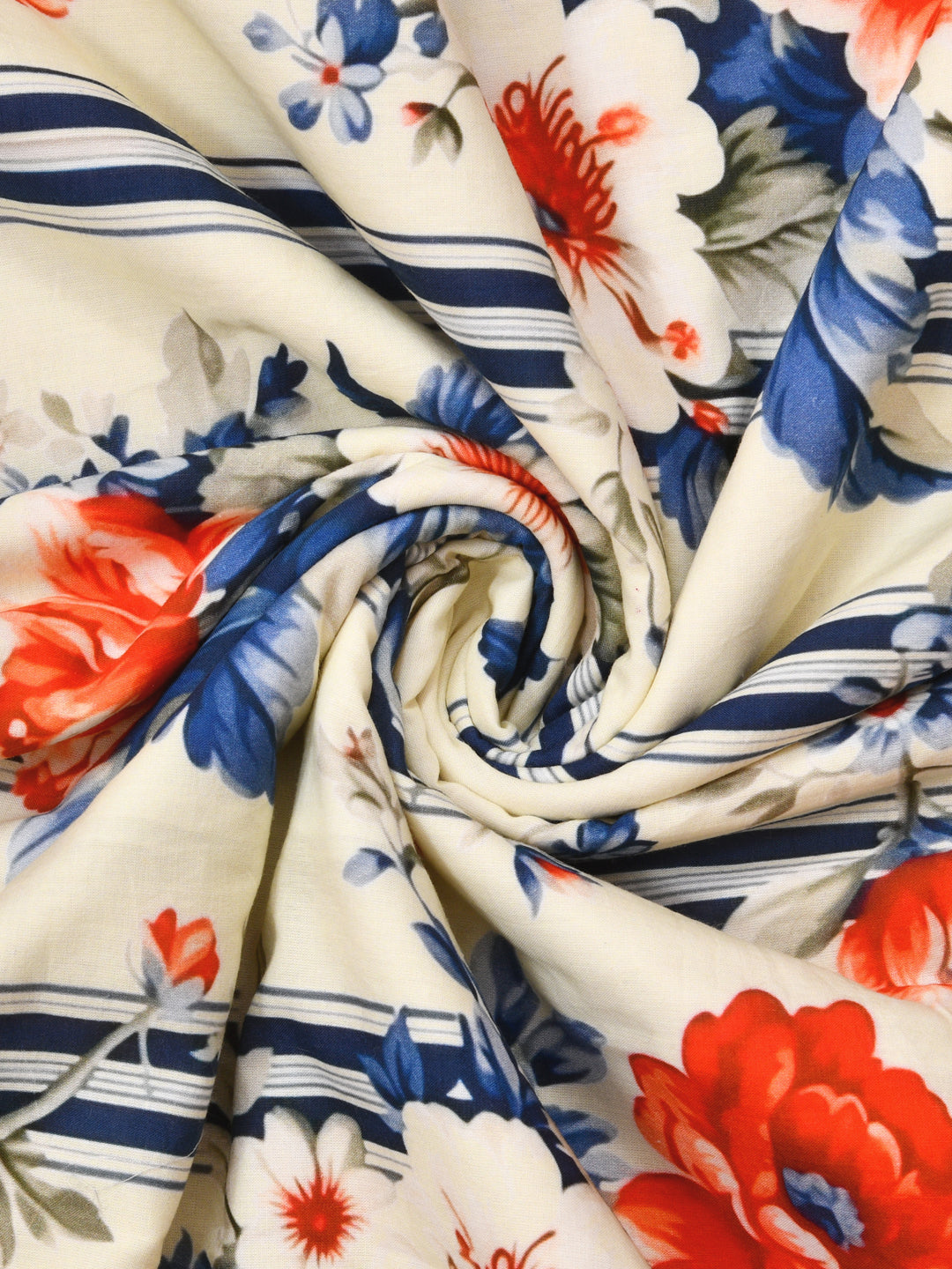 Blue & Yellow Digital Print Cotton Dohar