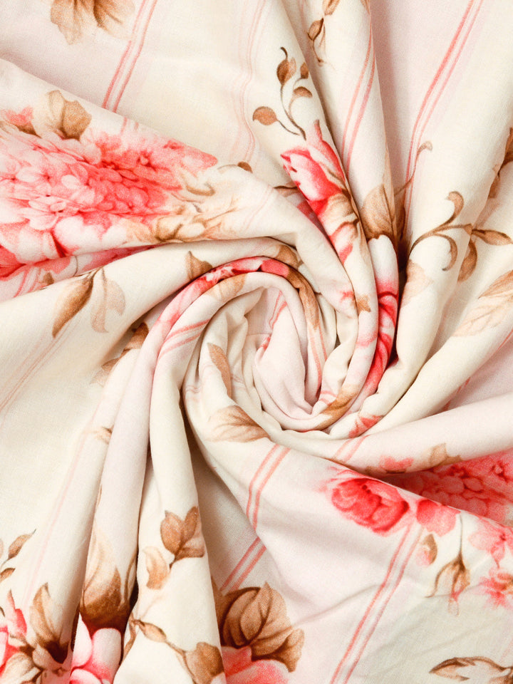 Pink & Yellow Digital Print Cotton Dohar