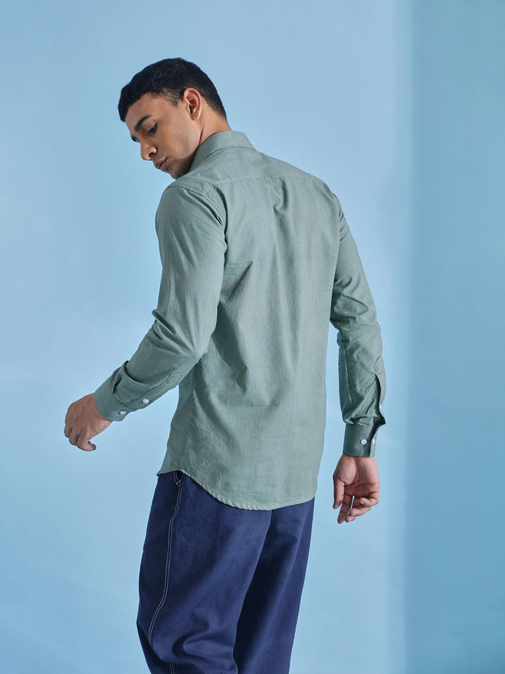 Plain Green Cotton Shirt