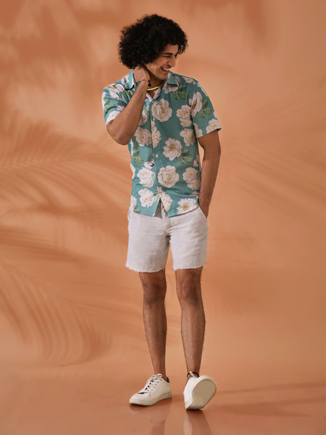 Floral Printed Green Shirt