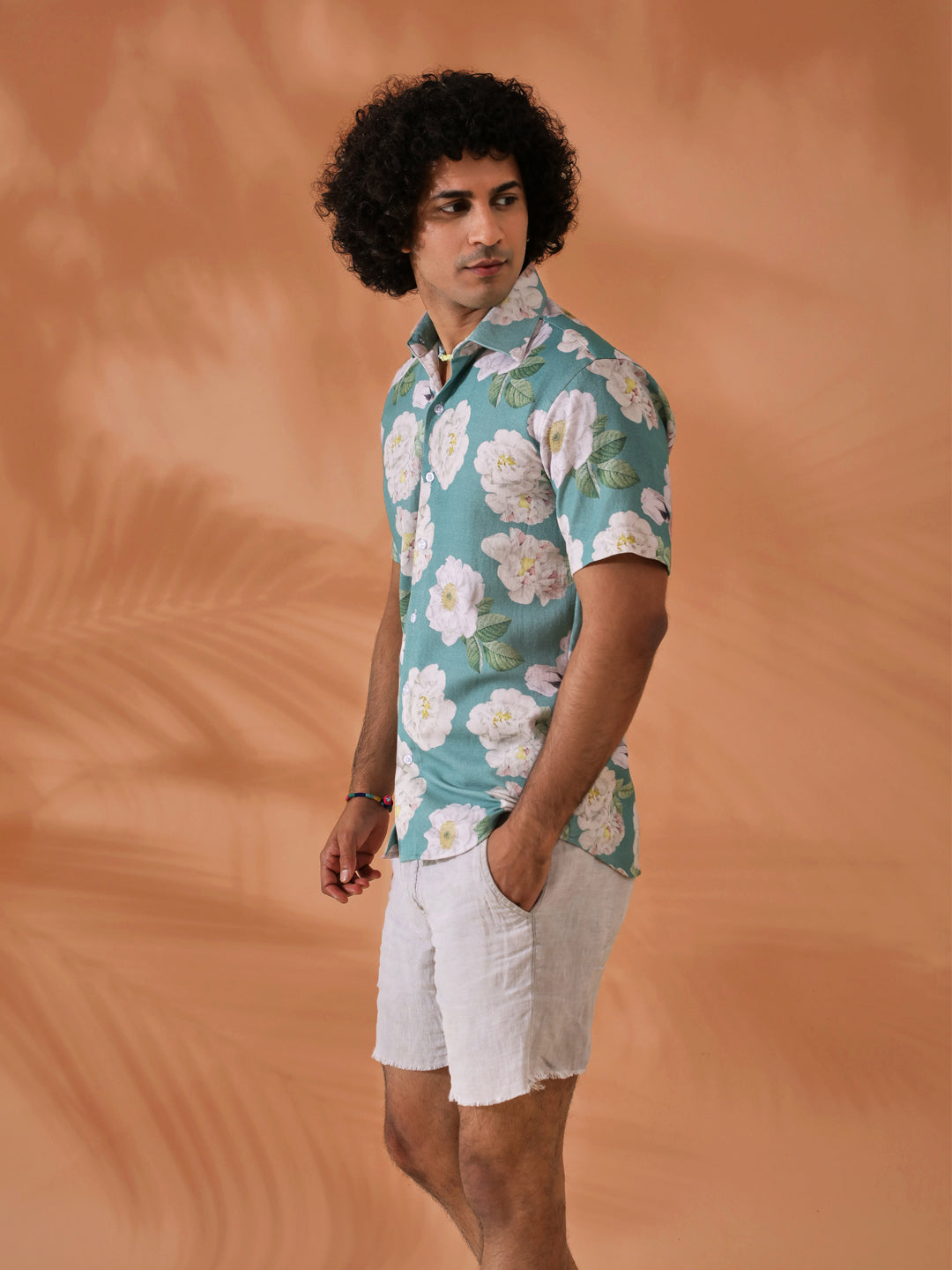 Floral Printed Green Shirt