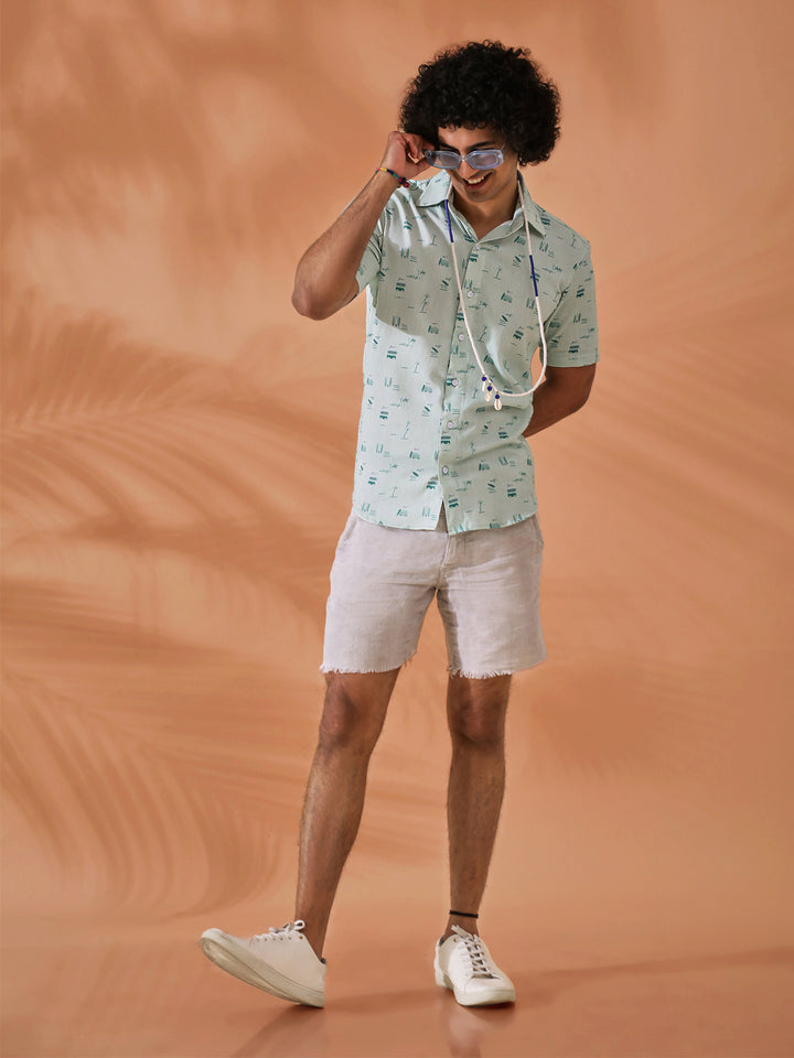 Abstract Printed Green Shirt