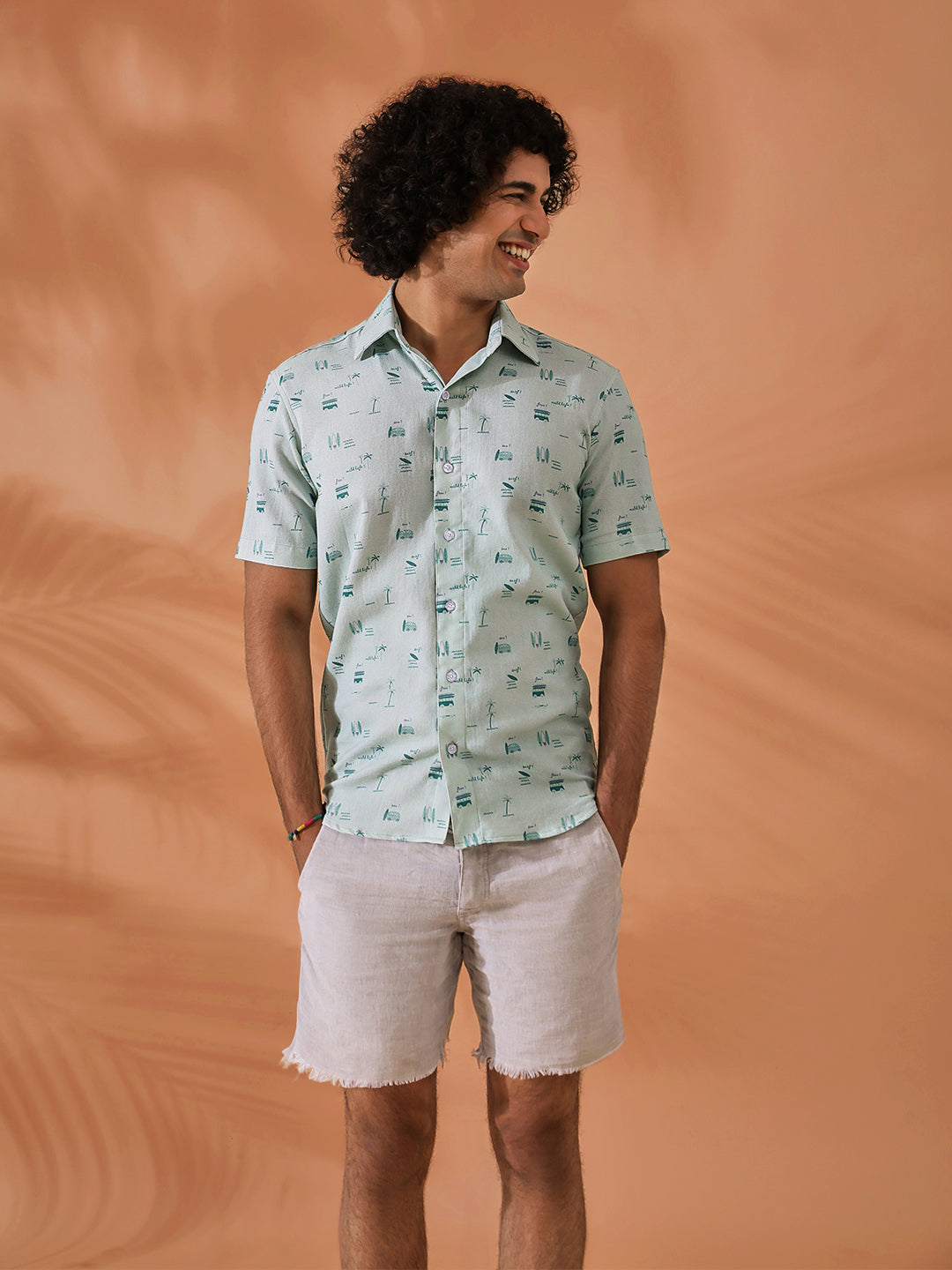 Abstract Printed Green Shirt