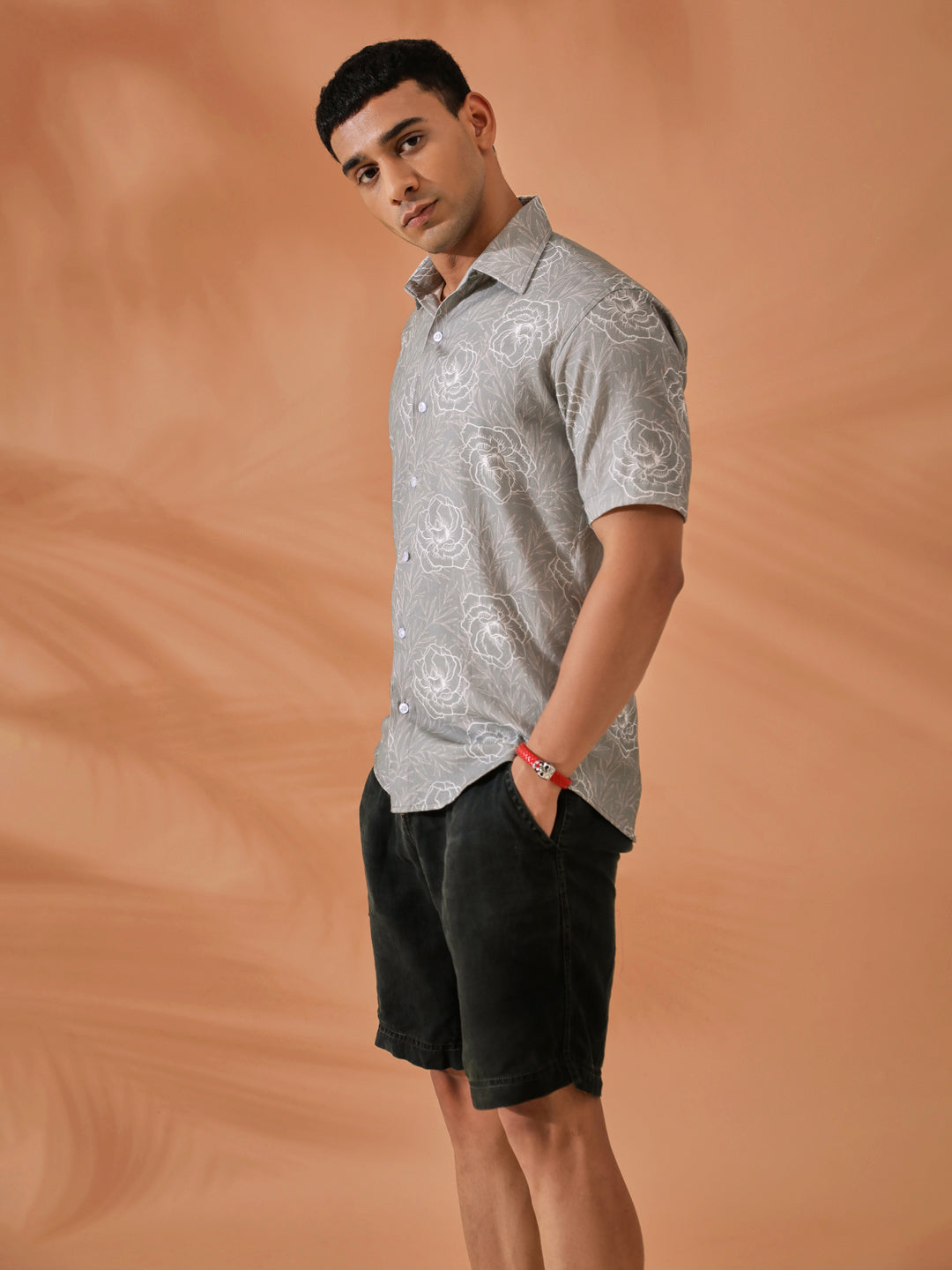 Floral Printed Grey Shirt