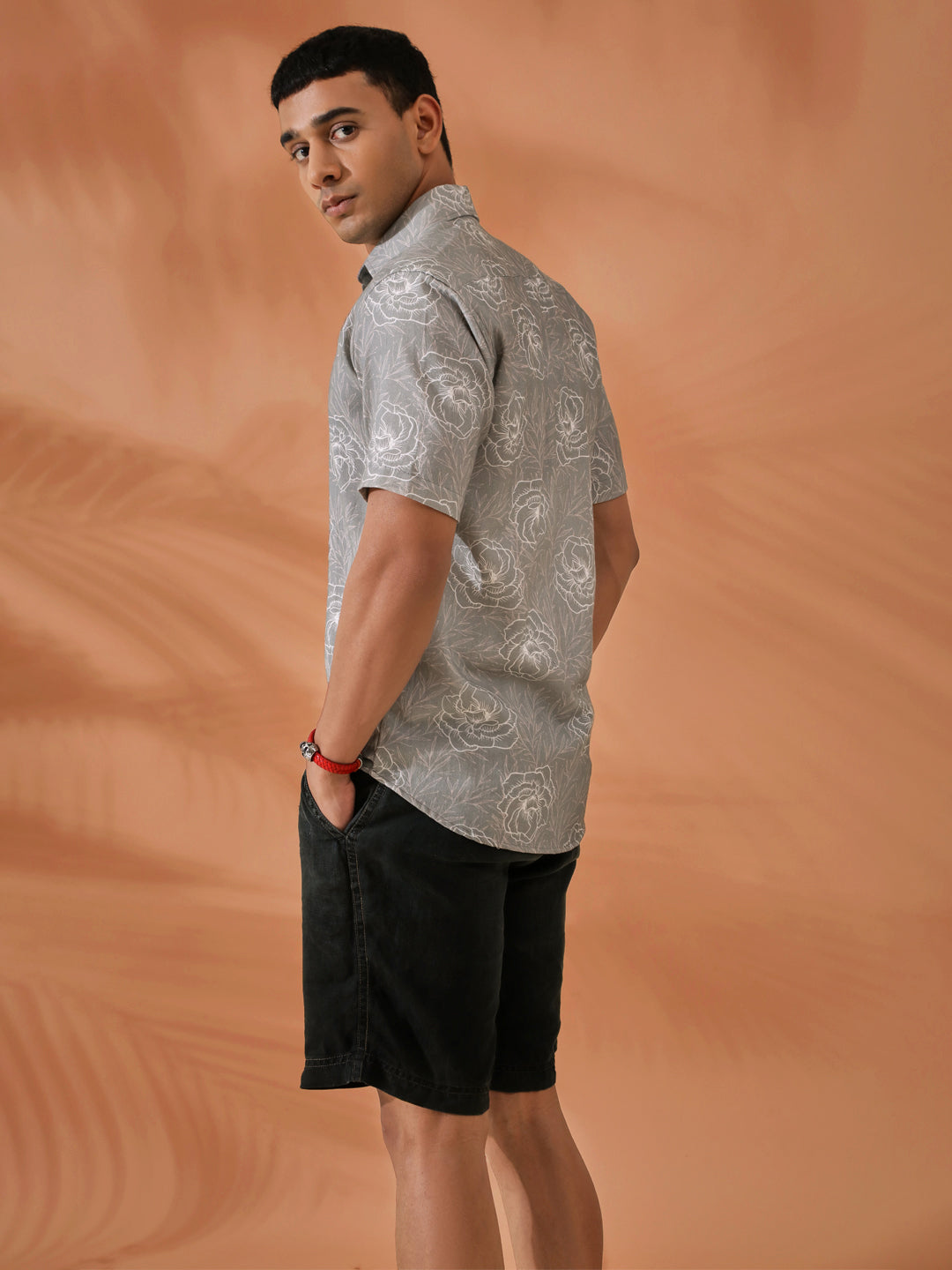 Floral Printed Grey Shirt