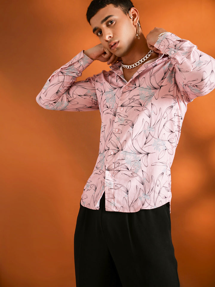 Floral Printed Pink Shirt